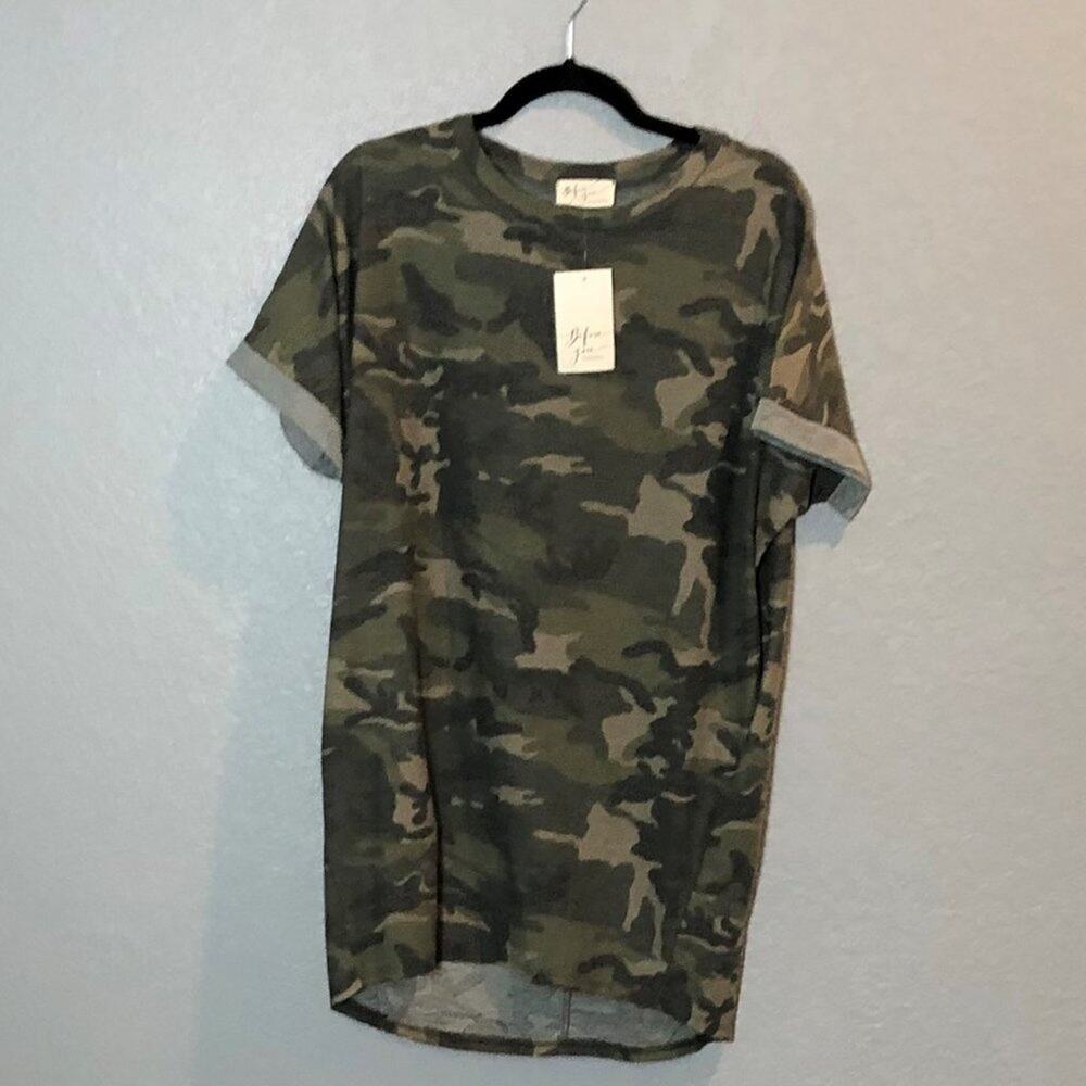 Before You Women's Size Small Camo French Terry T -Shirt Dress NEW